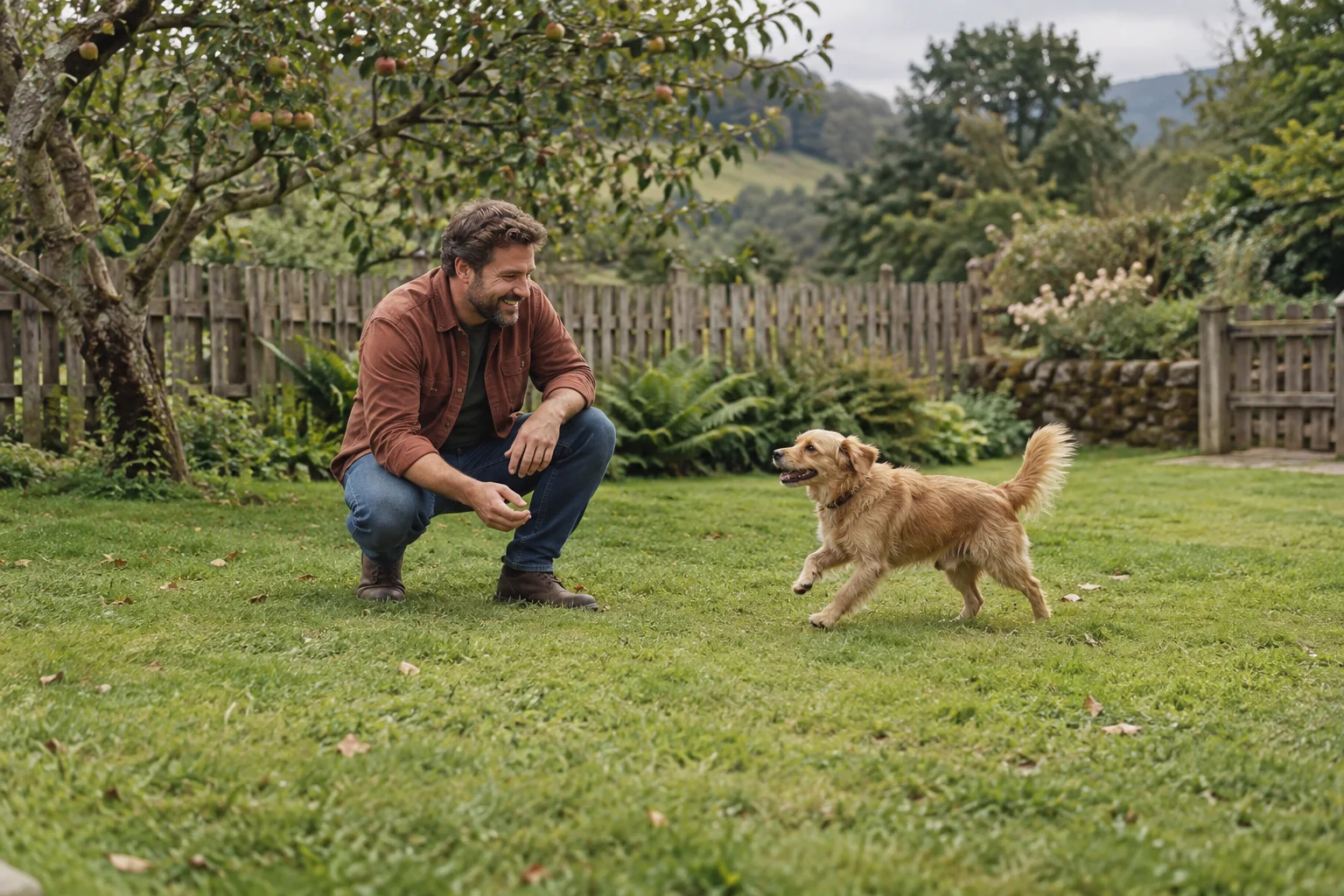 A dog returning towards its owner during recall practice